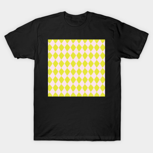 Mustard and Pink Diamonds T-Shirt by greenoriginals